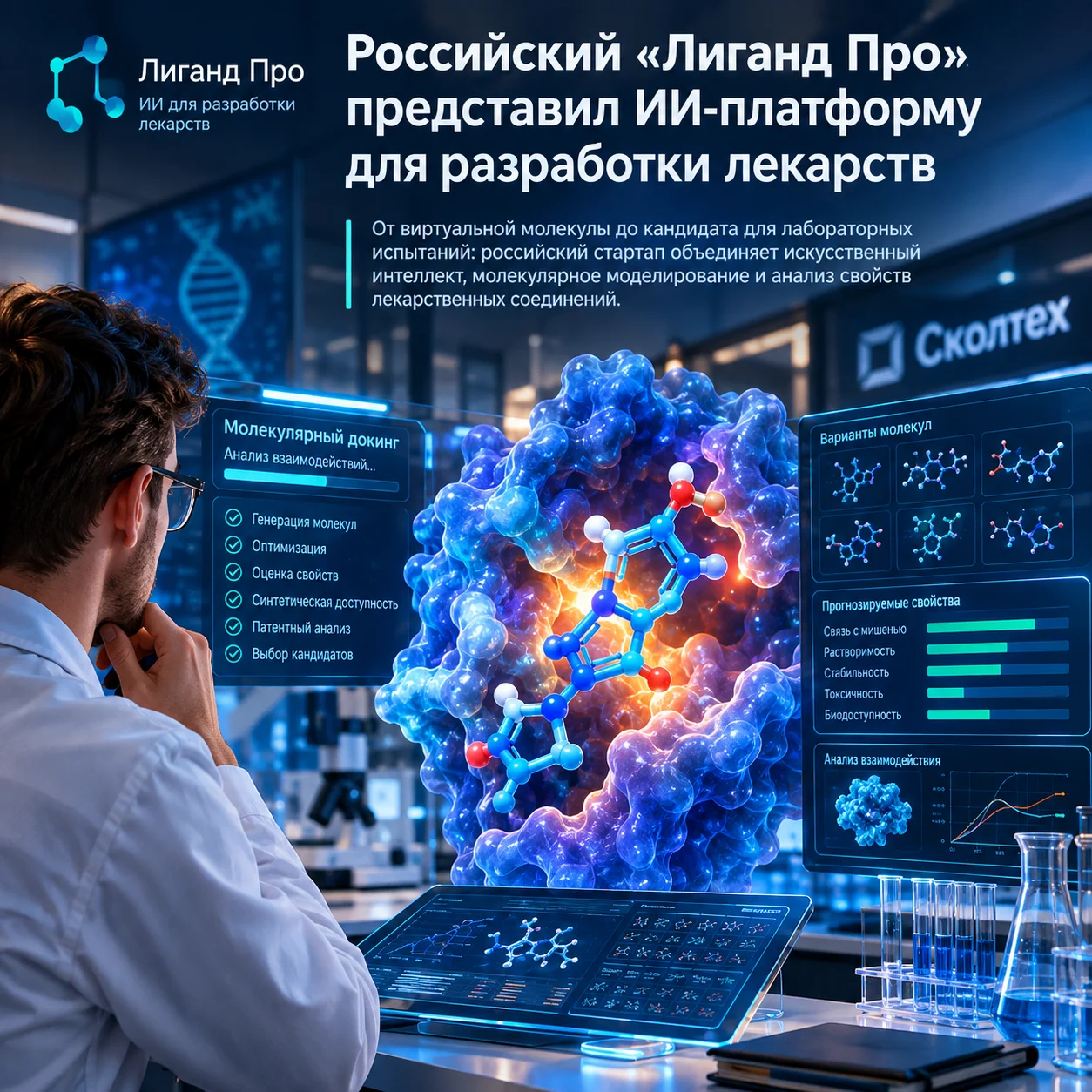 Российский «Лиганд Про» представил ИИ-платформу для разработки лекарств
