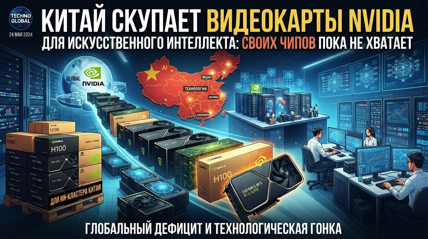 Китай скупает видеокарты NVIDIA для искусственного интеллекта: собственных чипов пока не хватает